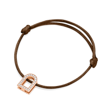 Load image into Gallery viewer, L&#39;Arc Voyage Charm GM, 18k Rose Gold with Galerie Diamonds on Silk Cord Bracelet - DAVIDOR
