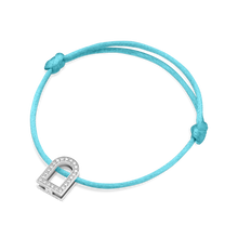 Load image into Gallery viewer, L&#39;Arc Voyage Charm GM, 18k White Gold with Galerie Diamonds on Silk Cord Bracelet - DAVIDOR
