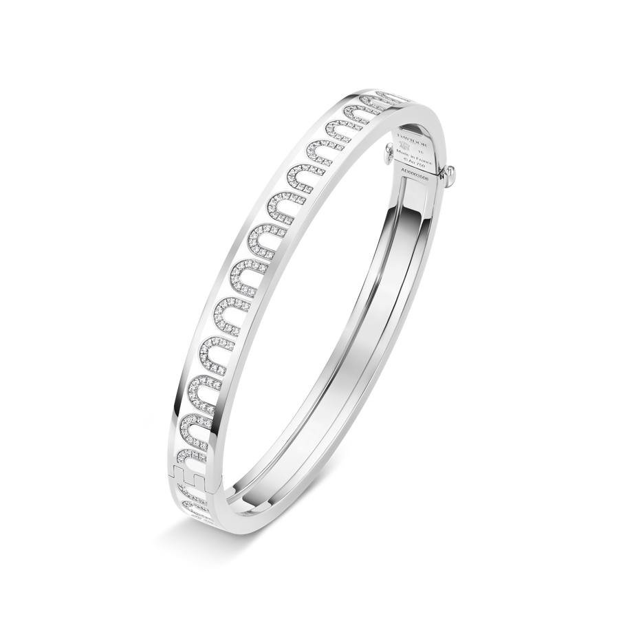 L'Arc de DAVIDOR Bangle PM, 18k White Gold with Lacquered Ceramic and Arcade Diamonds - DAVIDOR