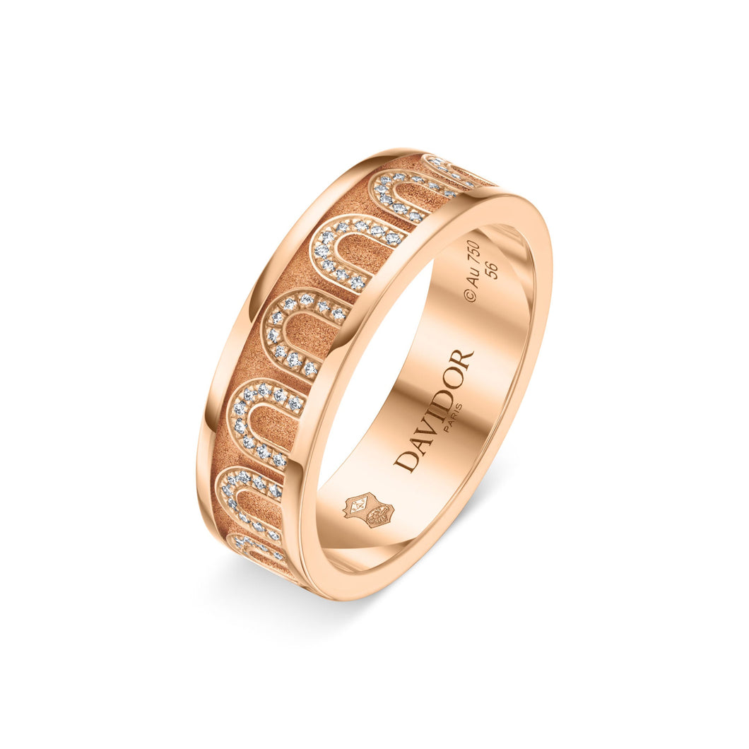 L'Arc de DAVIDOR Ring MM, 18k Rose Gold with Satin Finish and Arcade Diamonds - DAVIDOR