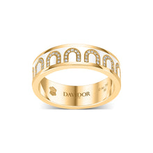 Load image into Gallery viewer, L&#39;Arc de DAVIDOR Ring MM, 18k Yellow Gold with Neige Lacquered Ceramic and Arcade Diamonds - DAVIDOR
