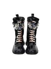 Load image into Gallery viewer, Combat Boots patent leather and flowers
