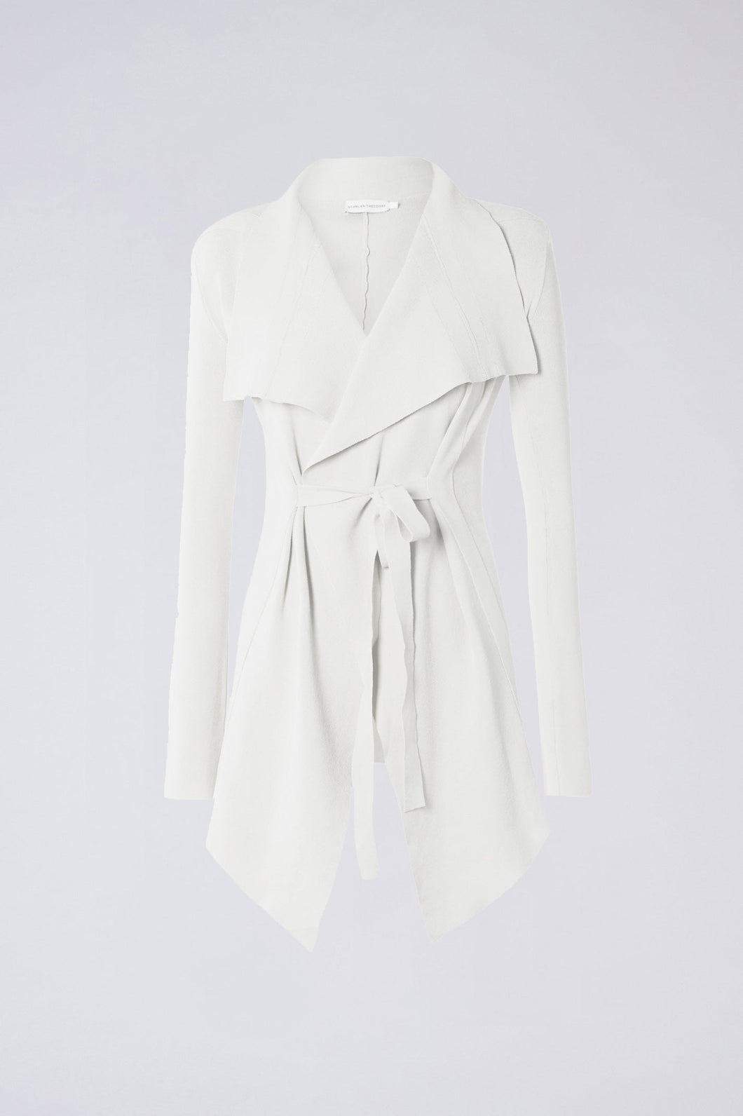 Crepe Knit Drape Front Jacket White