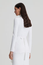 Load image into Gallery viewer, Crepe knit drape front jacket white
