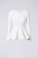 Load image into Gallery viewer, Crepe Knit Ruffle Jacket White - Scanlan Theodore US
