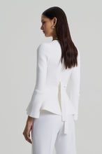 Load image into Gallery viewer, Crepe Knit Ruffle Jacket White
