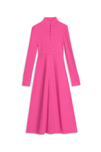 Load image into Gallery viewer, Crepe Knit Button Polo Dress Fuchsia
