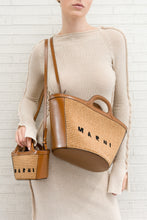 Load image into Gallery viewer, SMALL TROPICALIA BAG IN LEATHER AND RAFFIA WITH SHOULDER STRAP
