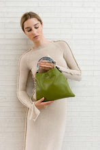 Load image into Gallery viewer, HOBO BAG IN Green GRAINED CALFSKIN AND RESIN HANDLE
