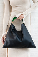 Load image into Gallery viewer, HOBO BAG IN BLACK GRAINED CALFSKIN AND RESIN HANDLE
