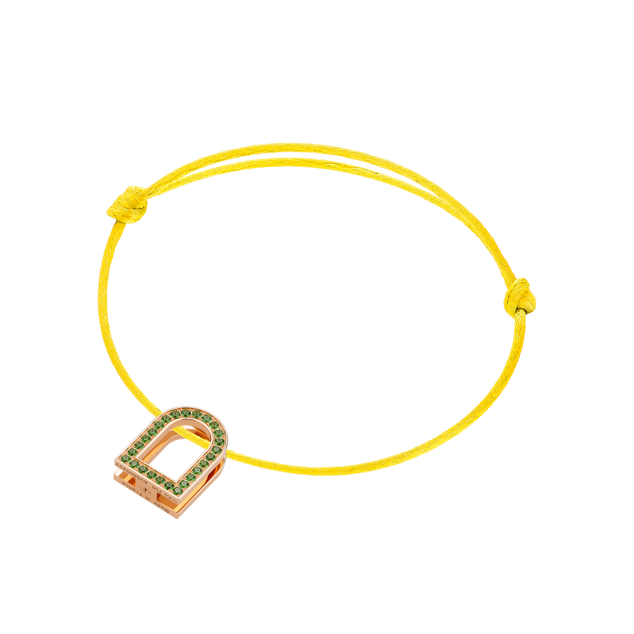 L'Arc Voyage Charm MM, 18k Rose Gold with Galerie Tsavorites on Silk Cord - DAVIDOR