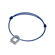 Load image into Gallery viewer, L&#39;Arc Voyage Charm MM, 18k White Gold with Galerie Blue Sapphires on Silk Cord - DAVIDOR

