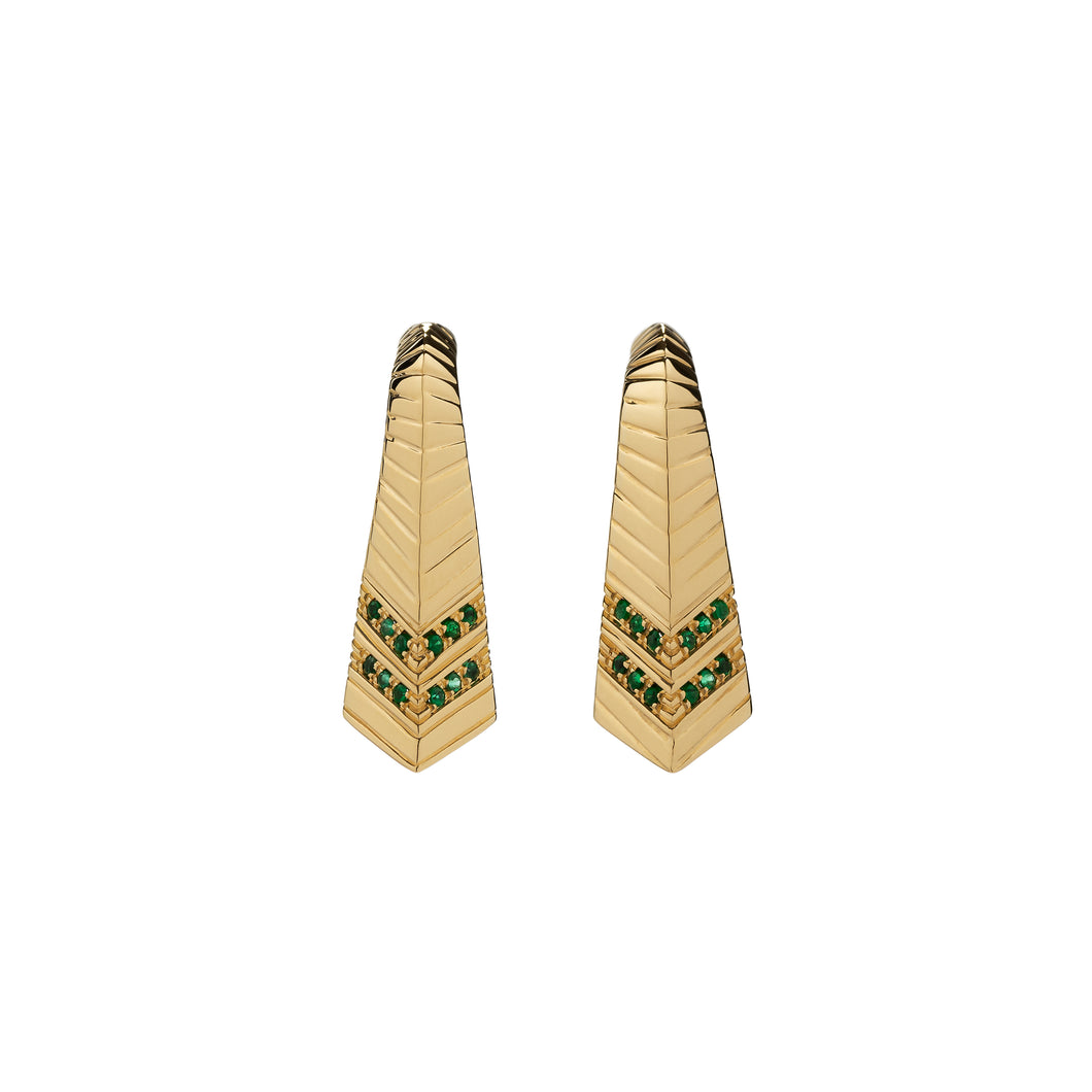 18k yellow gold earring with Emerald