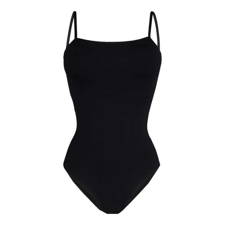 Women crossed back straps one-piece swimsuit solid