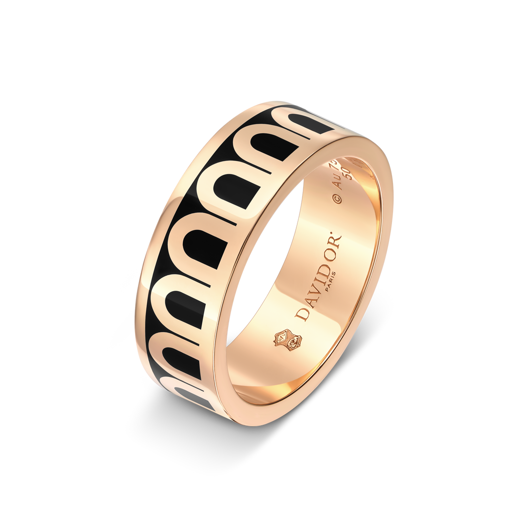L'Arc de DAVIDOR Ring MM, 18k Rose Gold with Lacquered Ceramic - DAVIDOR