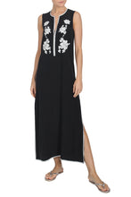 Load image into Gallery viewer, Sleeveless Crepe de Chine Rose Embroidered Dress
