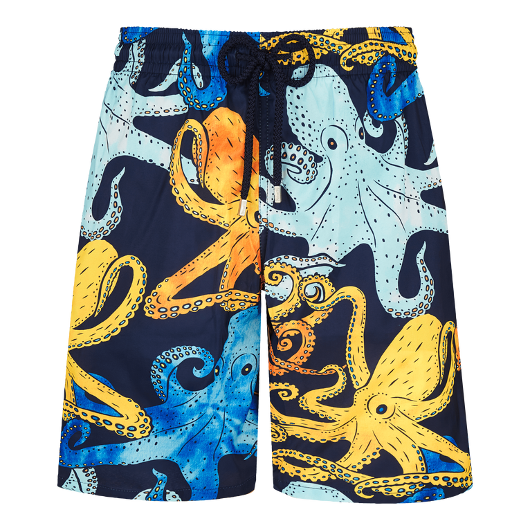 Men Long Swim Trunks Poulpes Aquarelle