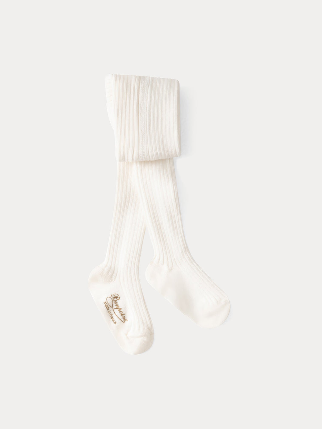 baby ribbed tights milk white