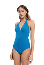 Load image into Gallery viewer, Halter One-Piece Swimsuit Plumes Jacquard
