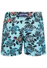Load image into Gallery viewer, Flat Belt Stretch Swim Shorts Screen Turtles
