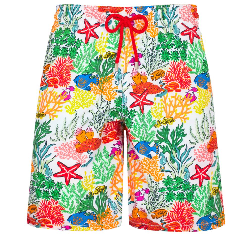 Long Swim Shorts Fond Marins Multicolores