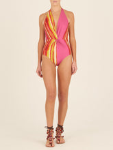 Load image into Gallery viewer, Fossano One Piece Fuchsia Lime Stripes
