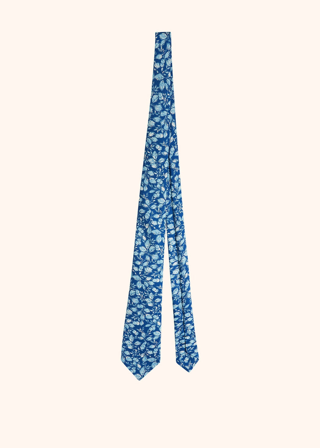 Kiton dark blue, sky blue and white floral design tie for man, made of silk