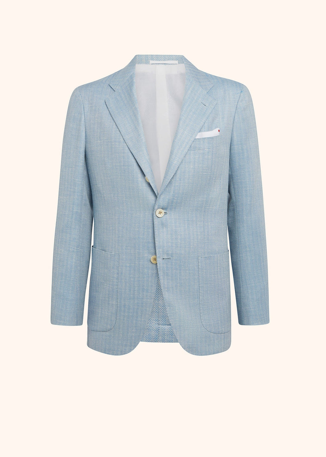 Kiton sky blue single-breasted jacket for man, made of virgin wool
