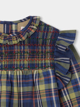 Load image into Gallery viewer, Domitille Blouse navy tartan
