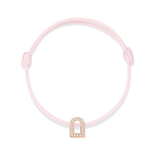 Load image into Gallery viewer, L&#39;Arc Voyage Charm PM, 18k Rose Gold with Galerie Diamonds on Silk Cord Bracelet - DAVIDOR
