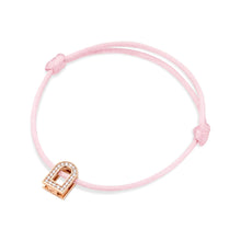 Load image into Gallery viewer, L&#39;Arc Voyage Charm PM, 18k Rose Gold with Galerie Diamonds on Silk Cord Bracelet - DAVIDOR
