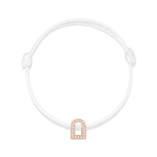 Load image into Gallery viewer, L&#39;Arc Voyage Charm PM, 18k Rose Gold with Galerie Diamonds on Silk Cord Bracelet - DAVIDOR
