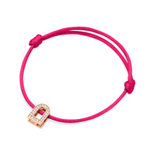 Load image into Gallery viewer, L&#39;Arc Voyage Charm PM, 18k Rose Gold with Galerie Diamonds on Silk Cord Bracelet - DAVIDOR
