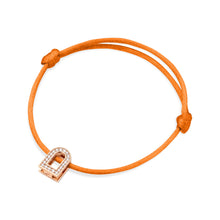 Load image into Gallery viewer, L&#39;Arc Voyage Charm PM, 18k Rose Gold with Galerie Diamonds on Silk Cord Bracelet - DAVIDOR
