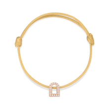 Load image into Gallery viewer, L&#39;Arc Voyage Charm PM, 18k Rose Gold with Galerie Diamonds on Silk Cord Bracelet - DAVIDOR
