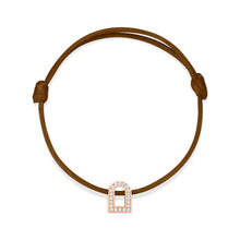 Load image into Gallery viewer, L&#39;Arc Voyage Charm PM, 18k Rose Gold with Galerie Diamonds on Silk Cord Bracelet - DAVIDOR
