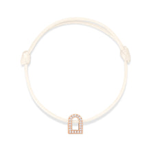 Load image into Gallery viewer, L&#39;Arc Voyage Charm PM, 18k Rose Gold with Galerie Diamonds on Silk Cord Bracelet - DAVIDOR
