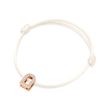 Load image into Gallery viewer, L&#39;Arc Voyage Charm PM, 18k Rose Gold with Galerie Diamonds on Silk Cord Bracelet - DAVIDOR
