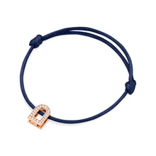 Load image into Gallery viewer, L&#39;Arc Voyage Charm PM, 18k Rose Gold with Galerie Diamonds on Silk Cord Bracelet - DAVIDOR
