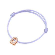 Load image into Gallery viewer, L&#39;Arc Voyage Charm PM, 18k Rose Gold with Galerie Diamonds on Silk Cord Bracelet - DAVIDOR
