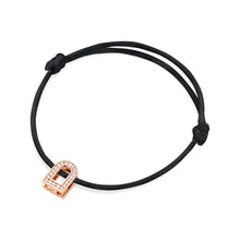 Load image into Gallery viewer, L&#39;Arc Voyage Charm PM, 18k Rose Gold with Galerie Diamonds on Silk Cord Bracelet - DAVIDOR
