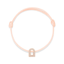 Load image into Gallery viewer, L&#39;Arc Voyage Charm PM, 18k Rose Gold with Galerie Diamonds on Silk Cord Bracelet - DAVIDOR
