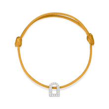 Load image into Gallery viewer, L&#39;Arc Voyage Charm PM, 18k White Gold with Galerie Diamonds on Silk Cord Bracelet - DAVIDOR
