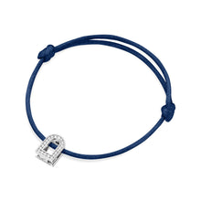 Load image into Gallery viewer, L&#39;Arc Voyage Charm PM, 18k White Gold with Galerie Diamonds on Silk Cord Bracelet - DAVIDOR
