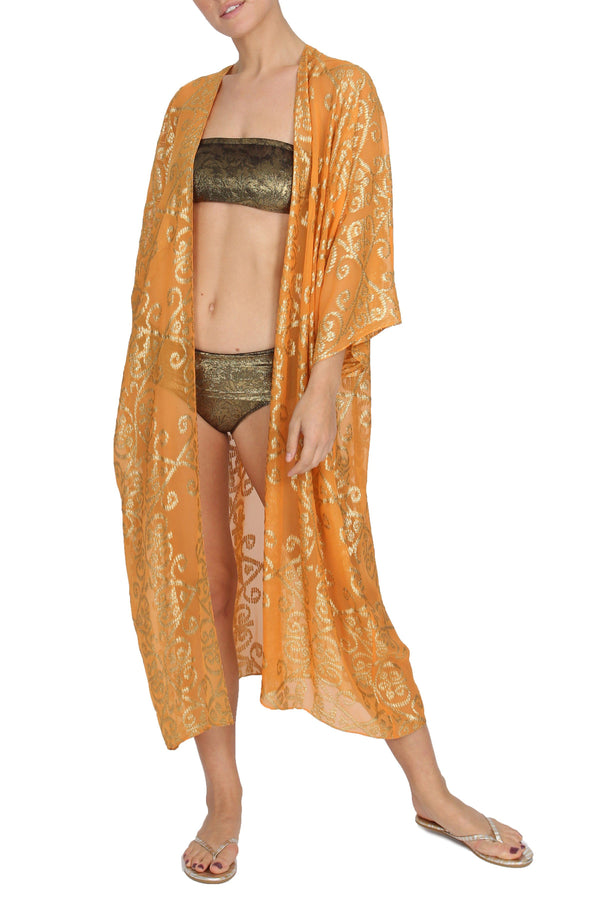 Moroccan Cover Up Marie France Van Damme One Size Saffron Gold 