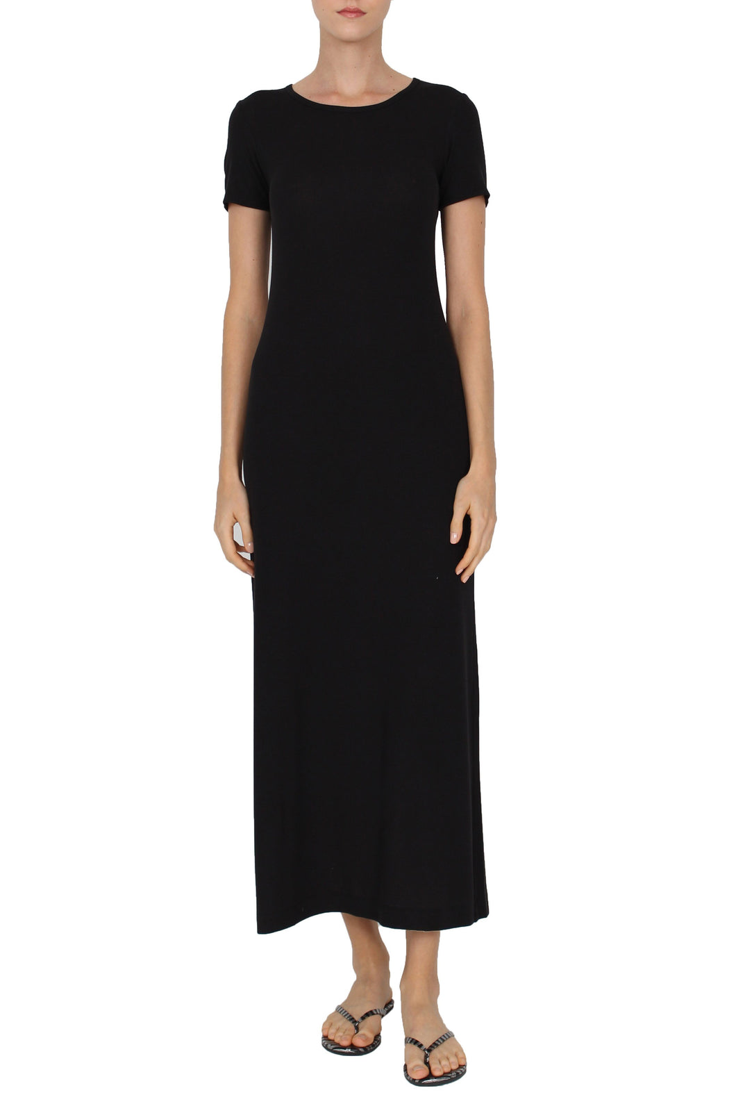 Short Sleeve Crew Neck Dress Marie France Van Damme 0 Black